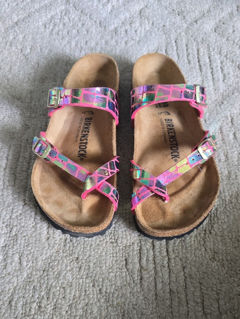 Birkenstock Womans Pink Multi Metallic Mosaic Strap Sandals - Picture 2 of 6